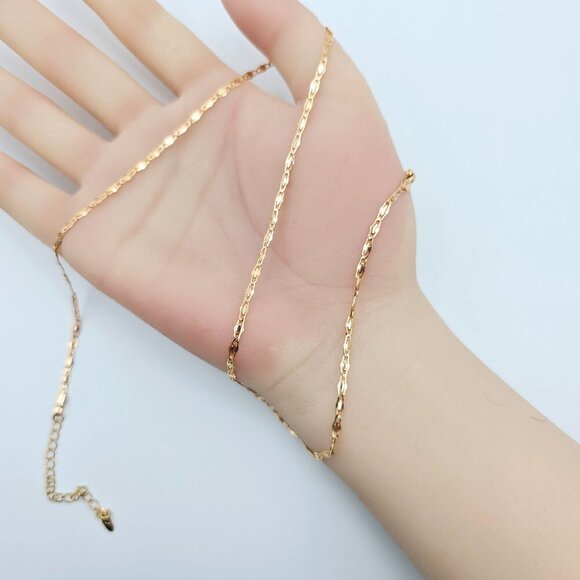 "Textured Link Rose Gold Chain Necklace, 18+2 Inch, Gold Plated Brass, XPNL0110 - Picture 12 of 12